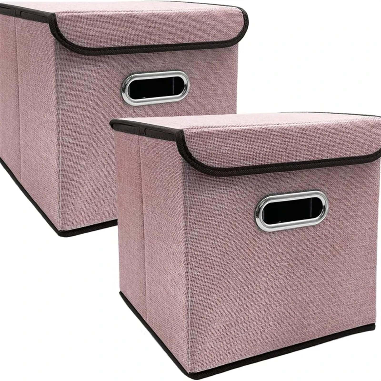 MFESFCS Collapsible Storage Box 2pcs Collapsible Storage Bins With Lid 25 * 25cm Linen Fabric Storage Baskets Washable Decorative Basket Storage Baskets(Wine)
