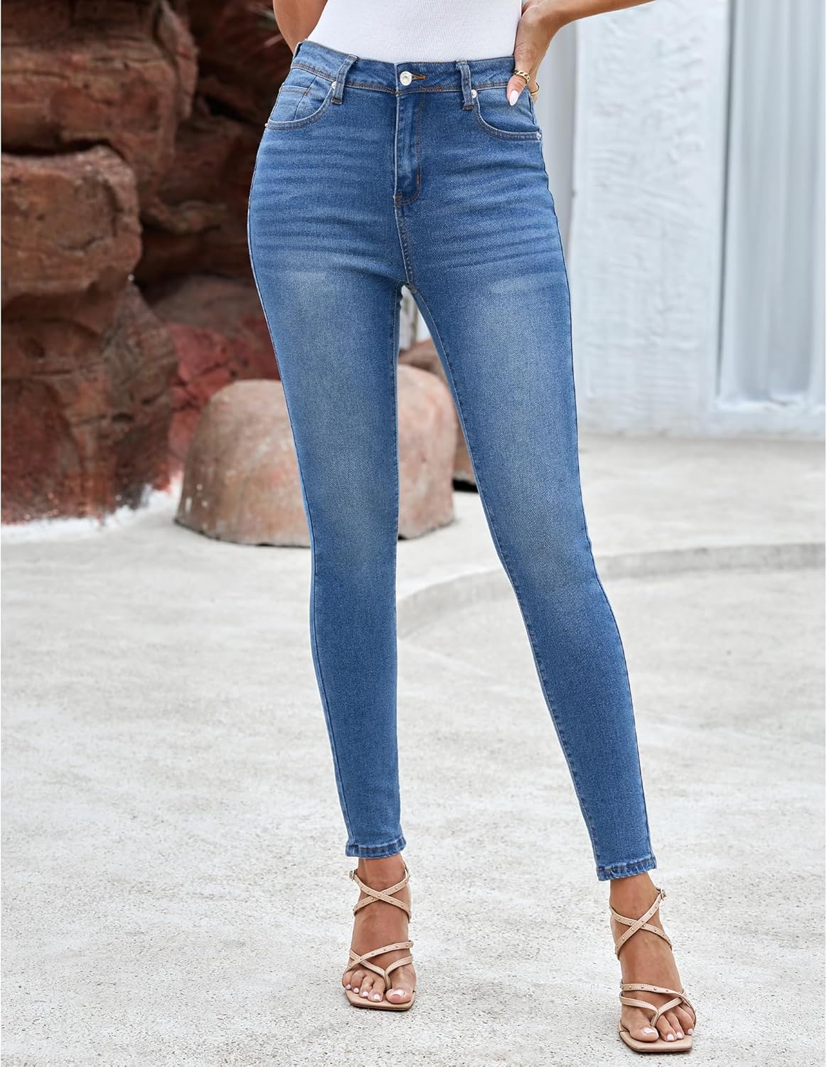 LookbookStore Skinny Jeans for Women Trendy High Waist Slim Fit Comfort Jeggings Jeans Stretchy Denim Pants Work Casual - Image 3