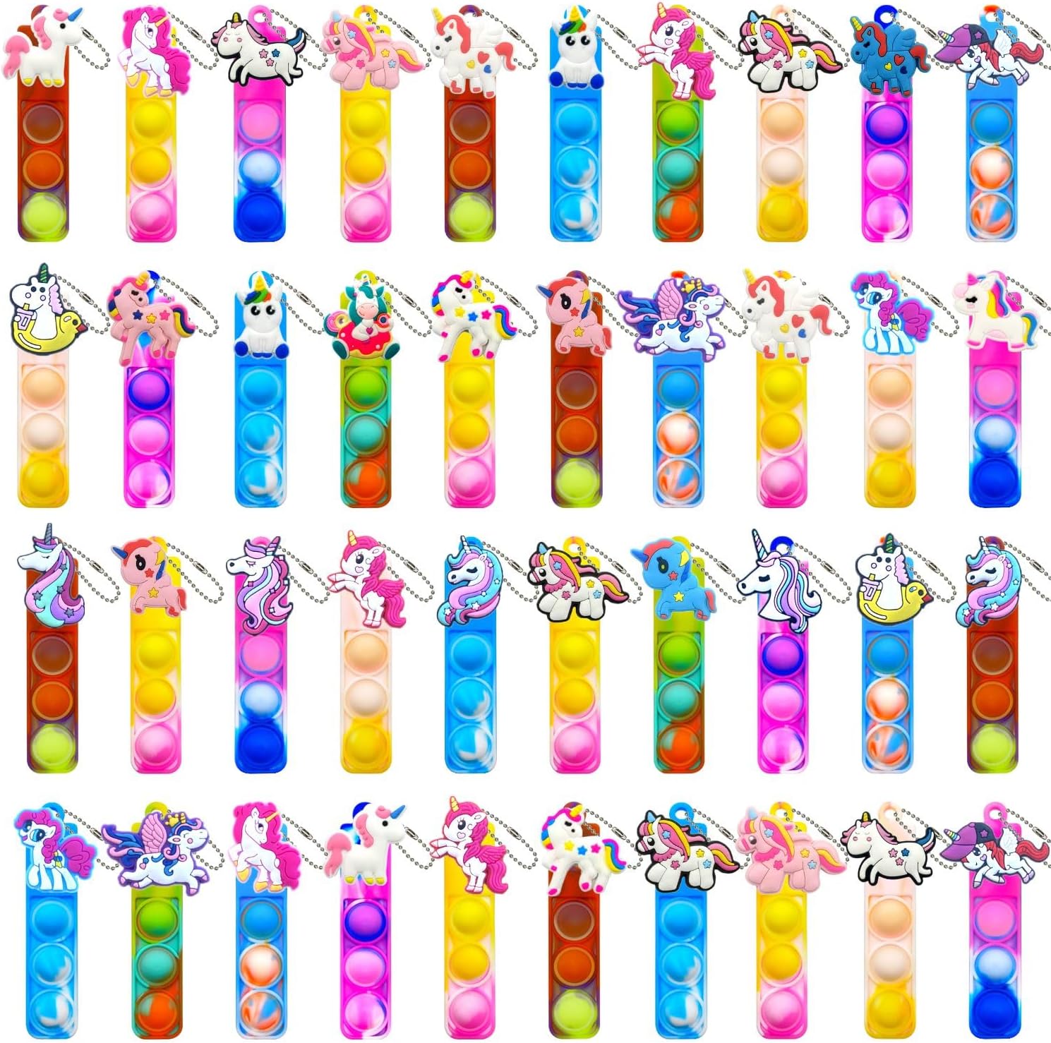 Steemjoey 40PCS Mini Pop Push It Fidget Toy Portachiavi con Regalo Dell