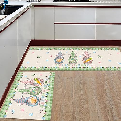 Miniatura 2 de Housein Alfombras y tapetes de cocina antideslizantes lavables huevos de Pascua azules y blancos conejitos absorbentes para el suelo conejito azul