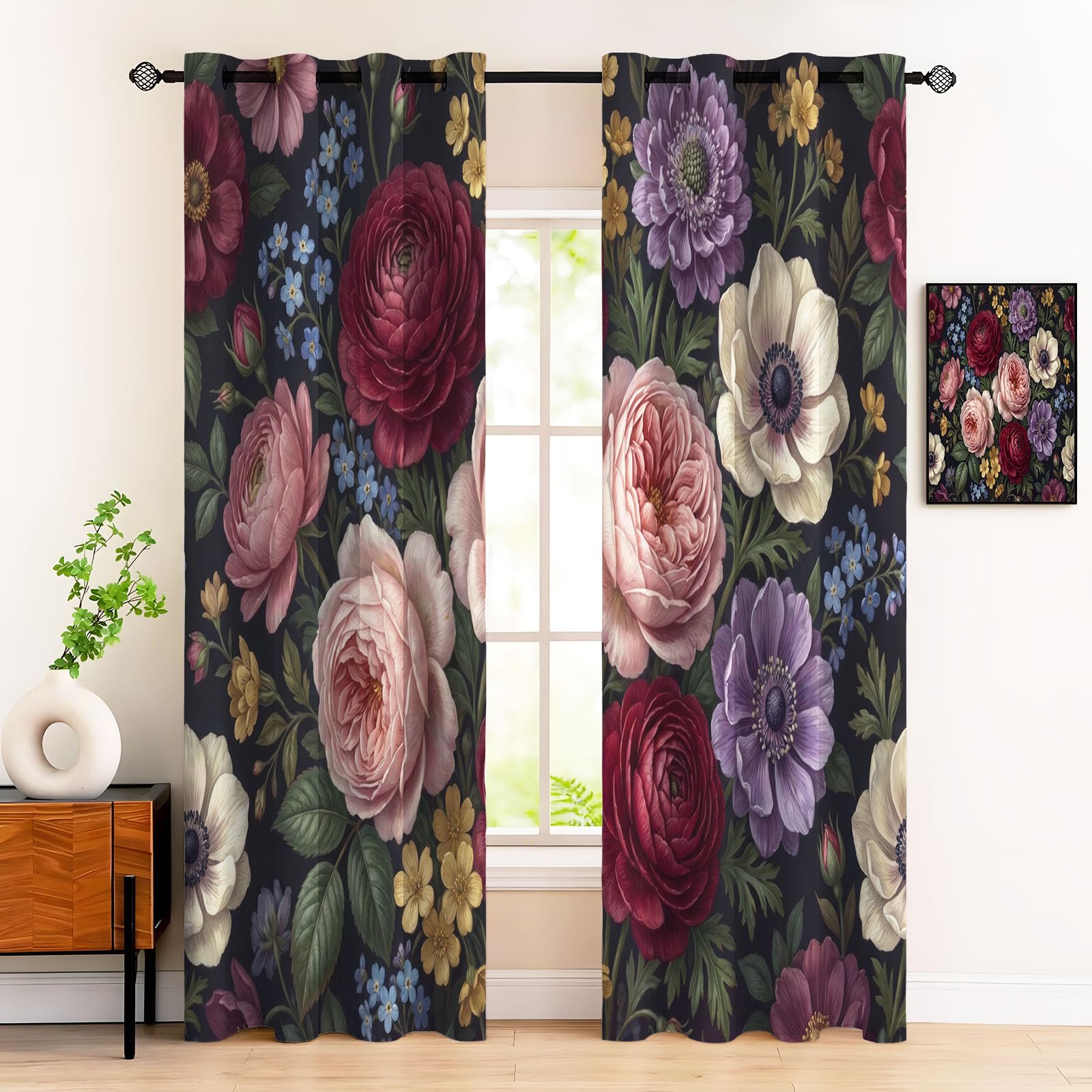 Rideau occultant thermique 140x225 cm lot de 2 pivoine