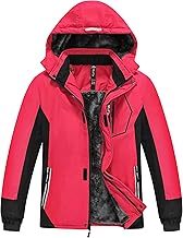 MoFiz Boy's Ski Jacket Winter Warm Waterproof Snow Coat Mountain Fleece Windproof Kids Jacket with Removable Hood 6-16 Years