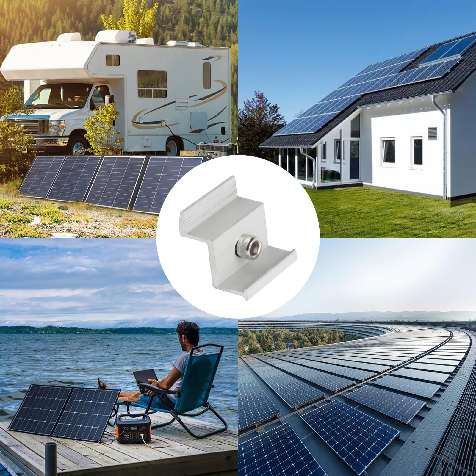 Morsetti Fissaggio Pannelli Fotovoltaici Staffa Pannello Solare 35 Mm - 4 Pezzi In Alluminio Anodizzato Supporti Pannelli Solari Z Shape - Foto 4