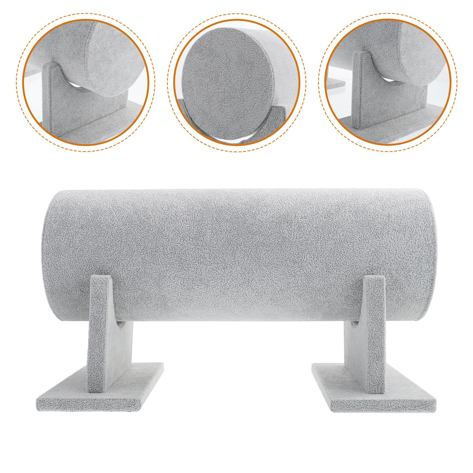SOLUSTRE Haargummi Organizer und Haarbandständer aus Grauem Dichteplattenmaterial mit Pvc Beschichtung Stilvoller und Einfacher Haarspangen Aufbewahrungsständer für Schreibtisch 30x11cm