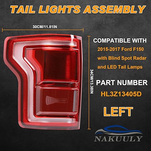 Miniatura 9 de Nakuuly Luces traseras LED con punto ciego compatibles con Ford F150 2015 2016 2017 luz trasera derecha del lado del pasajero luz trasera lámpara de