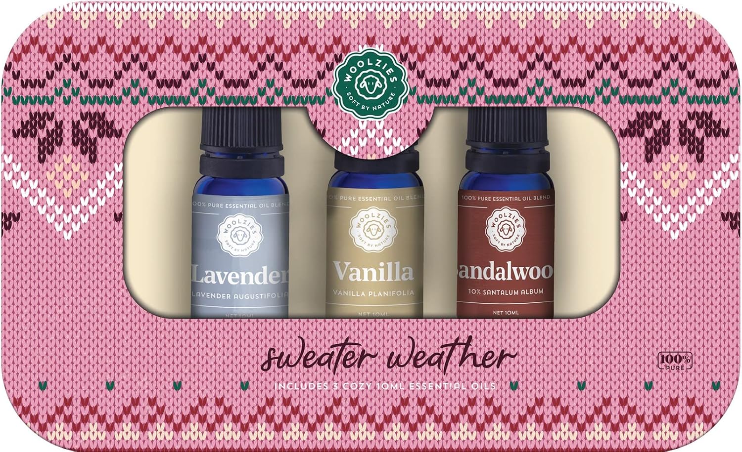 Woolzies 100% Pure & Natural Sweater Weather Essential Oil Set of 3 | Incl. Lavender, Vanilla, & Sandalwood Oils | Great for Relaxing & Soothing | Therapeutic Grade Aromatherapy