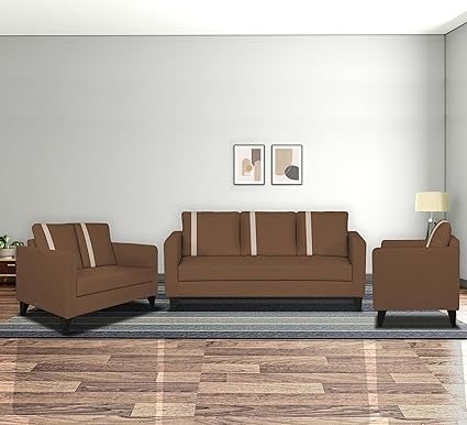 Adorn India Wood Chandler Plus 3+2+1 6 Seater Sofa Set (Brown)