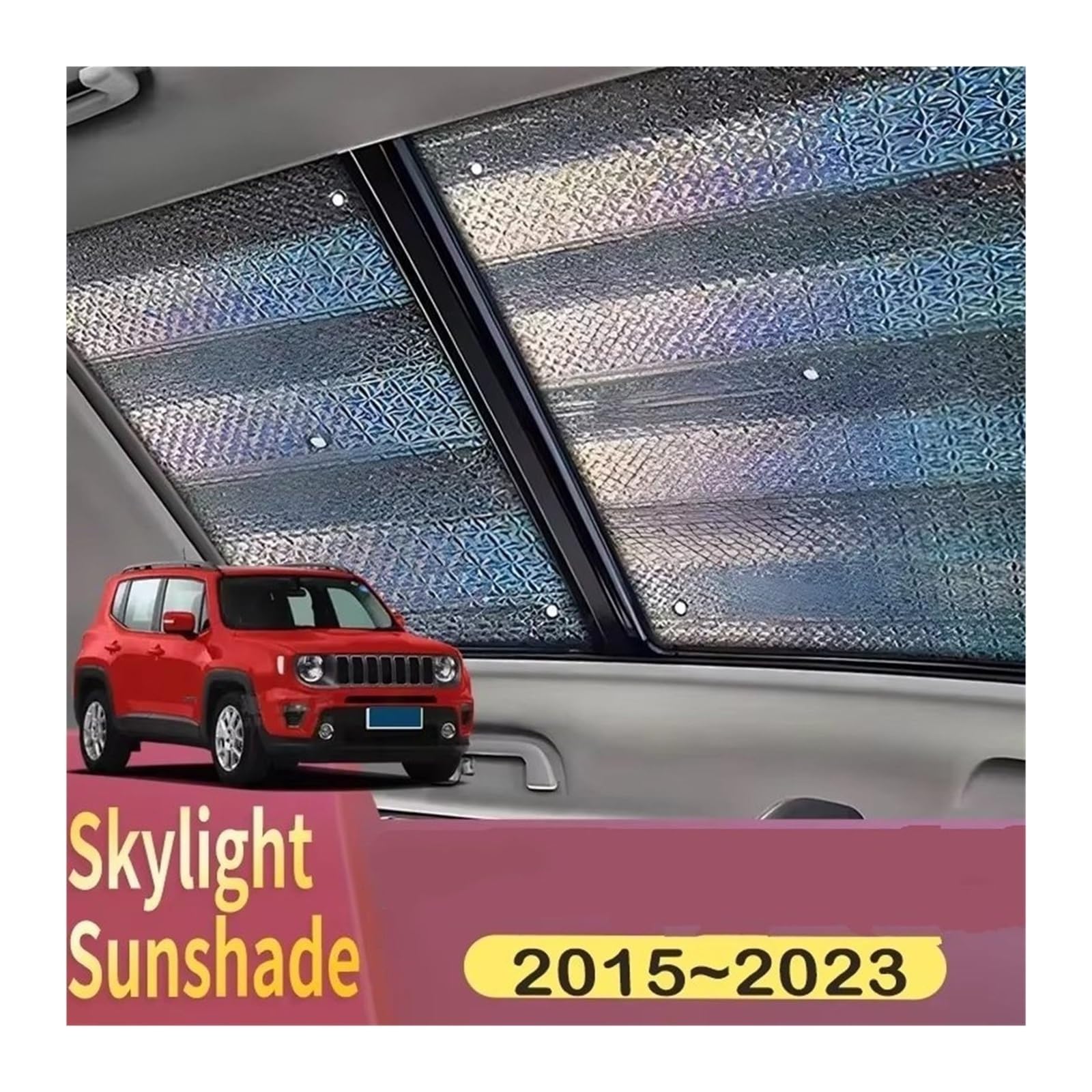 Tendine Parasole Auto Per Jeep Per Renegade 2015~2023 Auto Tetto Panoramico 2X Scudo Termico Finestra Parasole Anti-UV Tetto Apribile Parasole Coprisole Parabrezza(Silver Black)