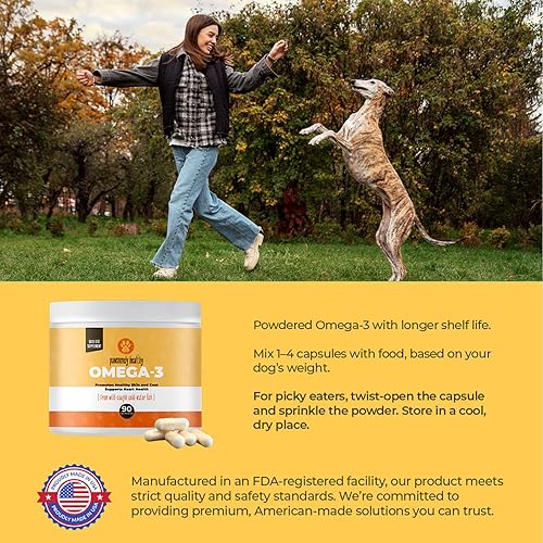 Miniatura 7 de Pawsomely Healthy Aceite de pescado omega-3 para perros, aceite de anchoa capturado en la naturaleza, alto EPA y DHA, apoya la piel, el abrigo, las