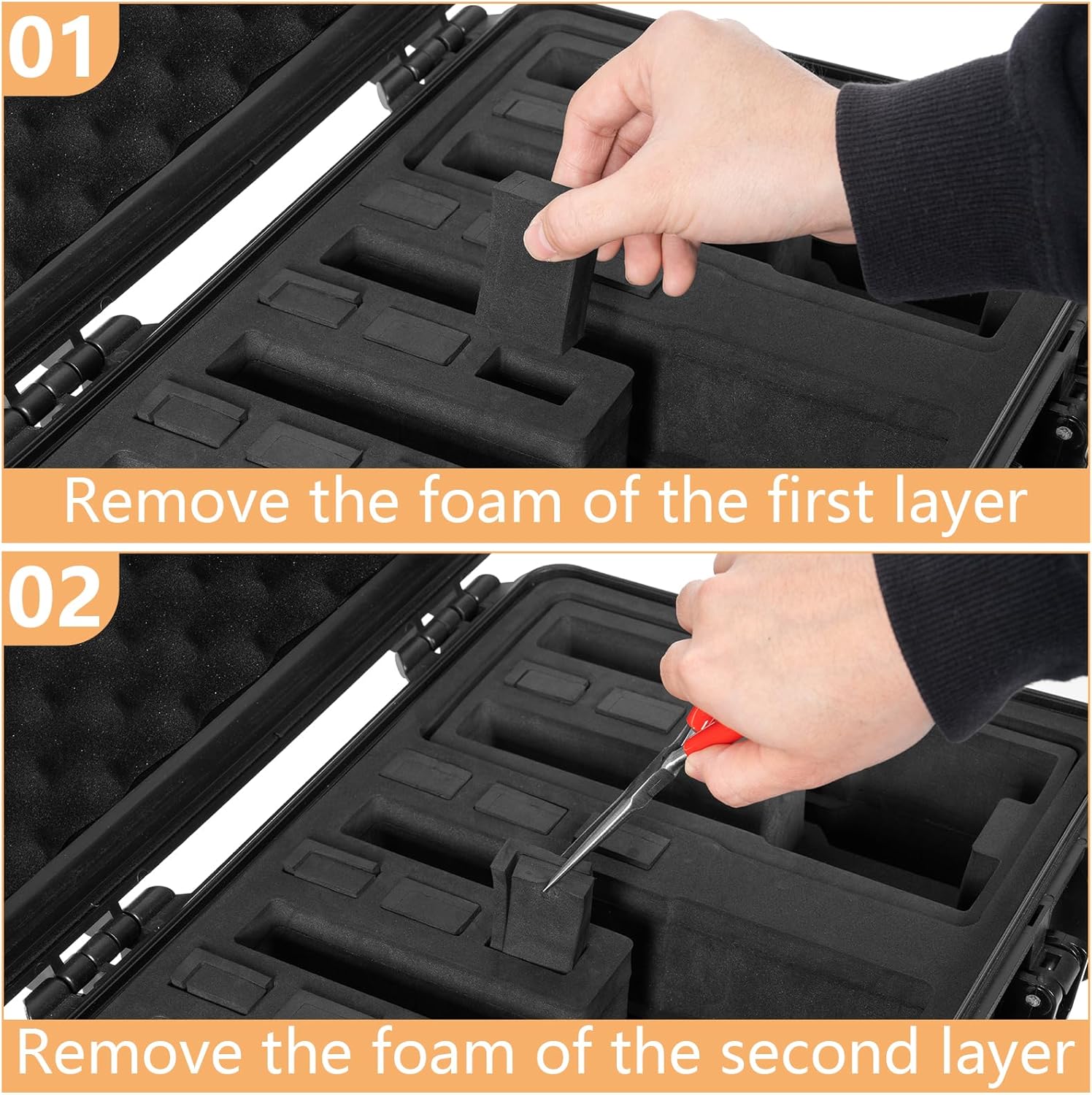 Hard Case TSA Approved Waterproof Case with Pre-Cut Foam Shockproof Travel Carrying Hard Shell Case Included Silica Gel Canister, Black - Image 7