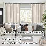 Beige Linen Blackout Curtains 84 Inch Long,Black Out Pinch Pleated Room Darkening Rustic Vintage Curtains for Living Room 2 Panels