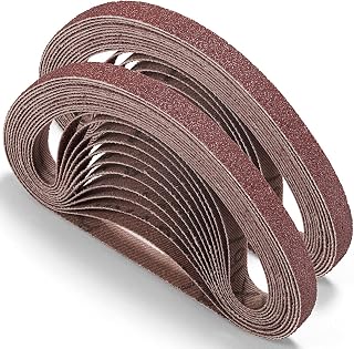 Sanding Belt 24 Pack 1/2 x 18 Inch Aluminum Oxide Air File Sander Belt Assortment, 4 each of 60 80 120 150 240 400 Grits, Belt Sander Tool for Woodworking, Metal Polishing and Spot Weld Removing