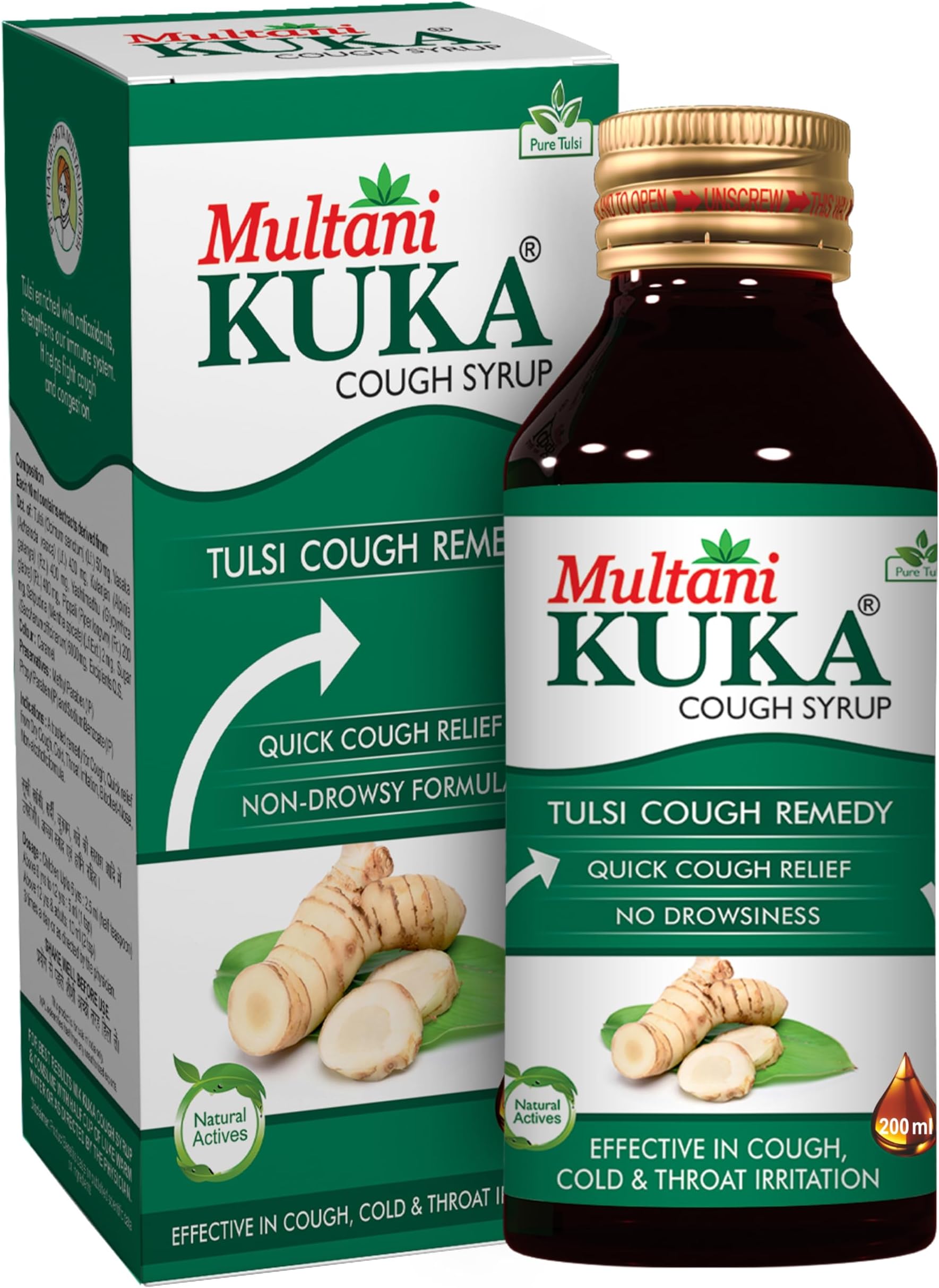 – Kuka Cough Syrup | Get Ayurvedic Relief from Throat Issue, Chest Congestion, All Types Of cough & Cold | Goodness Of Tulsi, Pippali, Satpudina & Other Herbs | 200 Ml