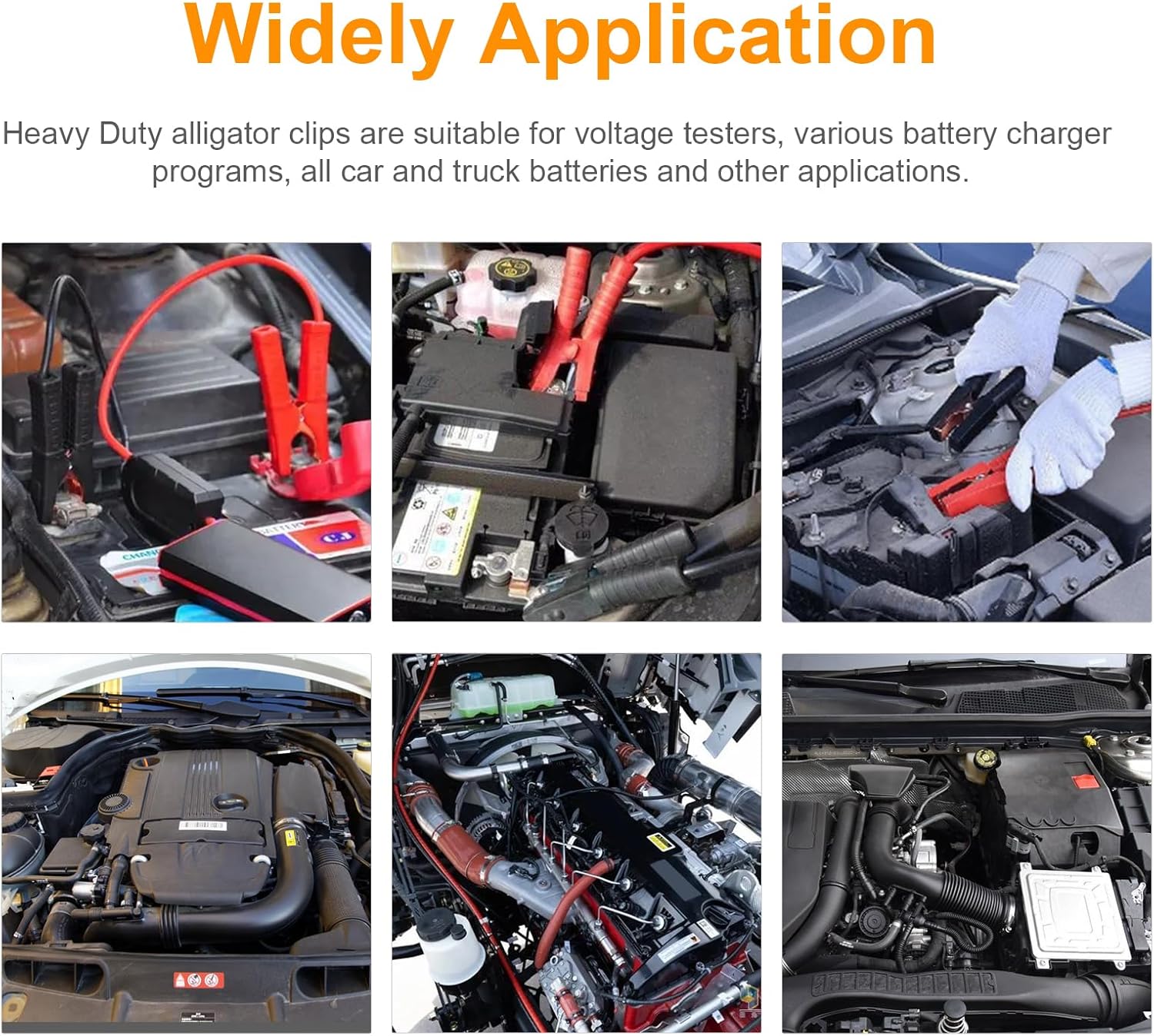 2PCS Jumper Cable Clamps 1500A Battery Charger Alligator Clips Replacement for Automotive Boat Trunk Car Battery Charger Clamps Electrical Testing (Red+Black) - Image 7