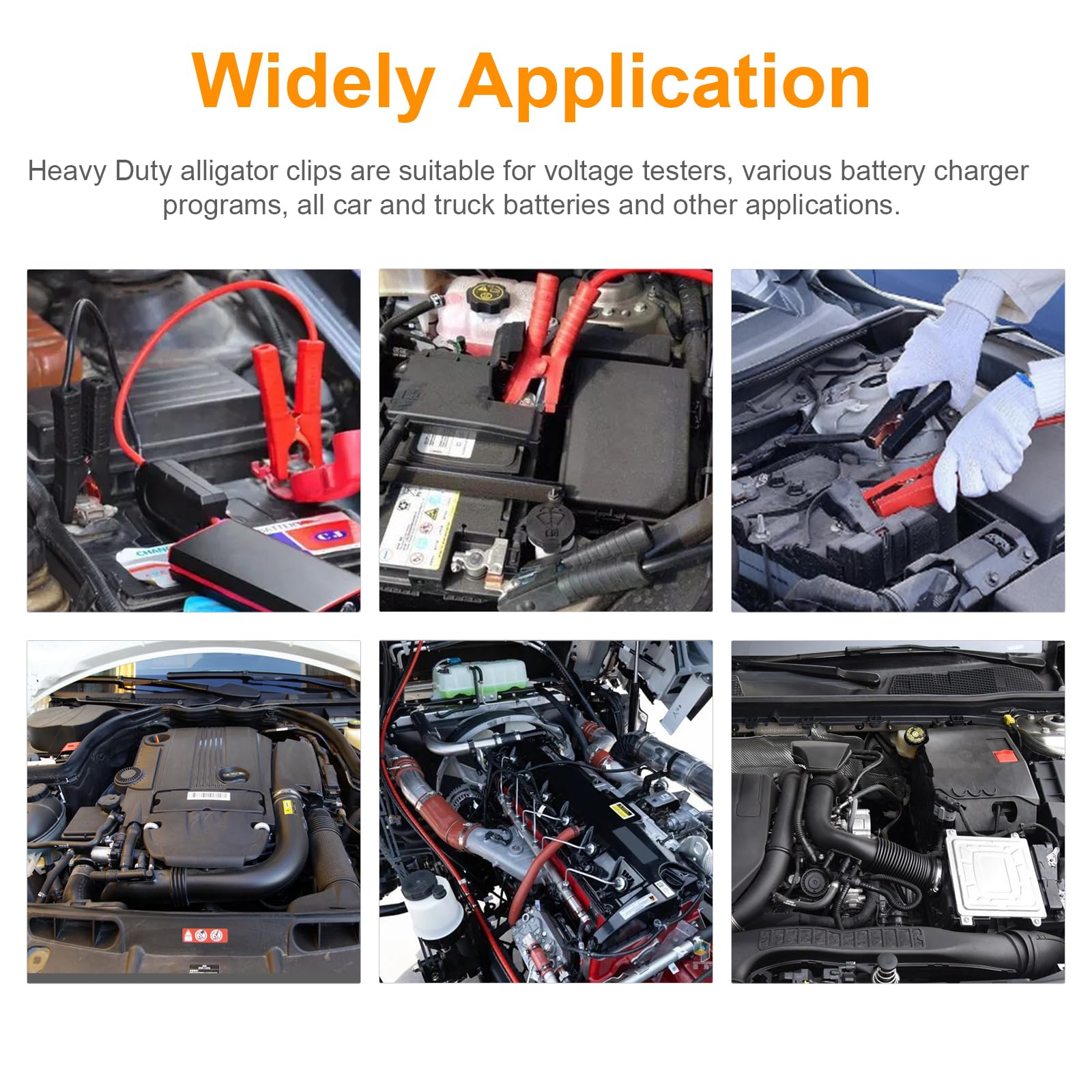 Morsetti per cavi jumper da 1500 A per batteria auto, clip per cavi jumper resistenti, estremità di ricambio per auto, camion, barche, connettore ponticello per batteria, 2 pezzi, rosso + nero