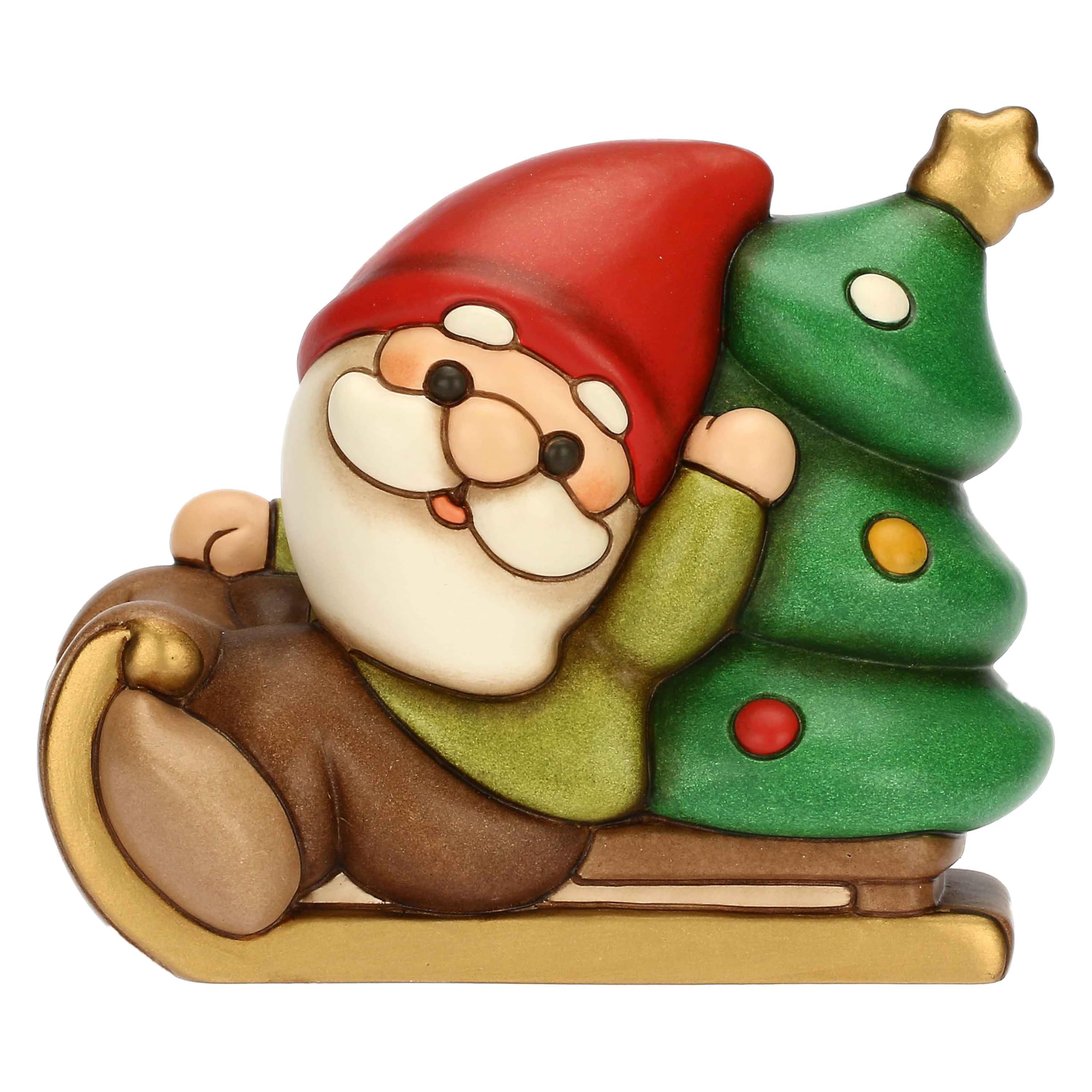 Figurine Oliver sur Luge THUN en céramique déco Noël 18cm