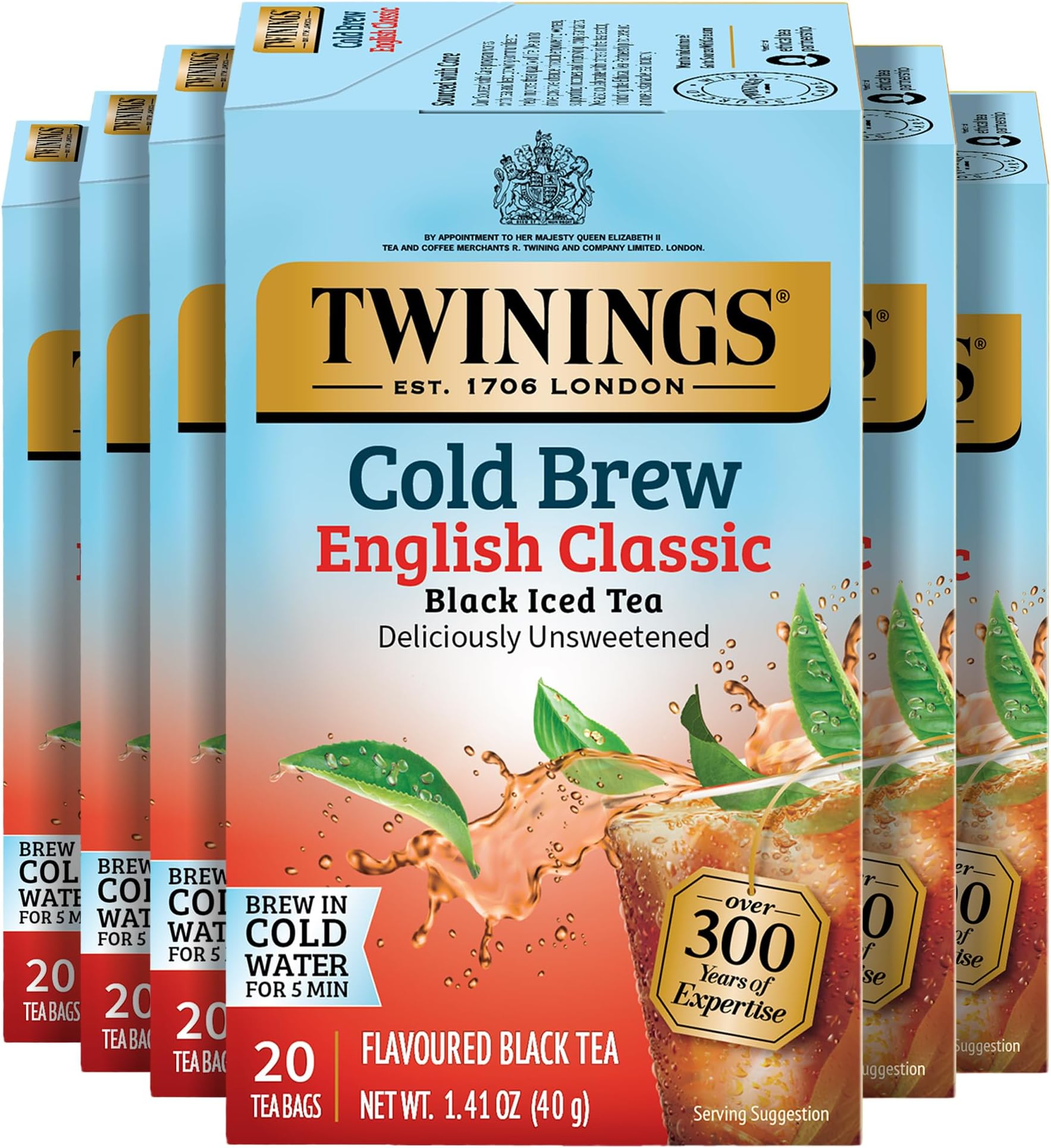 Twinings of London English Classic Cold Brewed Iced Tea Bags, 20 Count (Pack of 6)