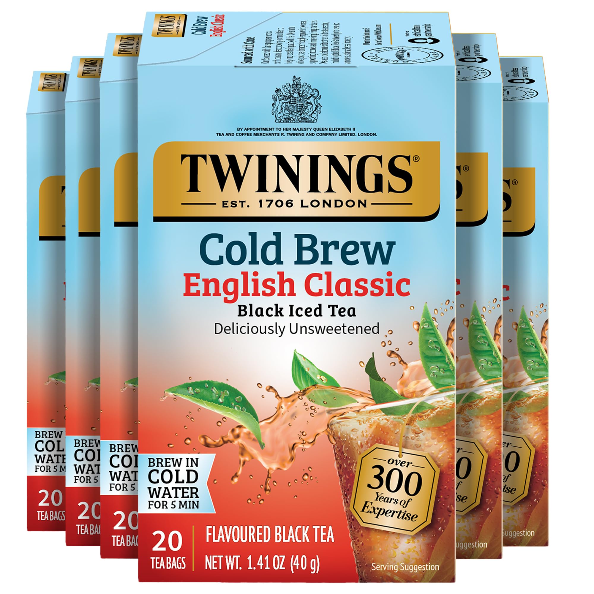 Twinings of London English Classic Cold Brewed Iced Tea Bags, 20 Count (Pack of 6)