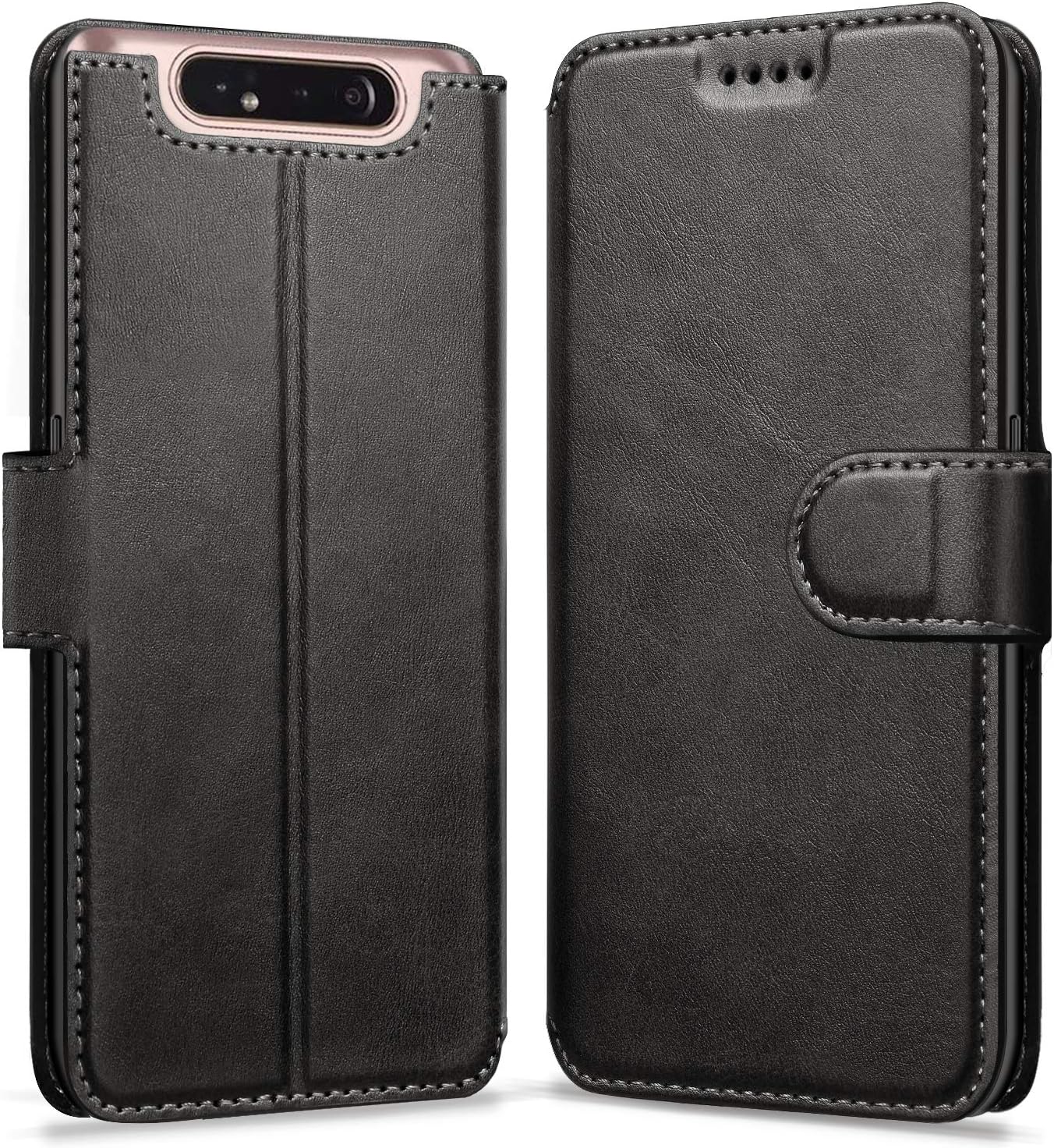 ykooe Case for Samsung Galaxy A80, Leather Wallet Flip Case Samsung A80 Phone Case with Card Slots Protective Cover for Samsung Galaxy A80 - Black