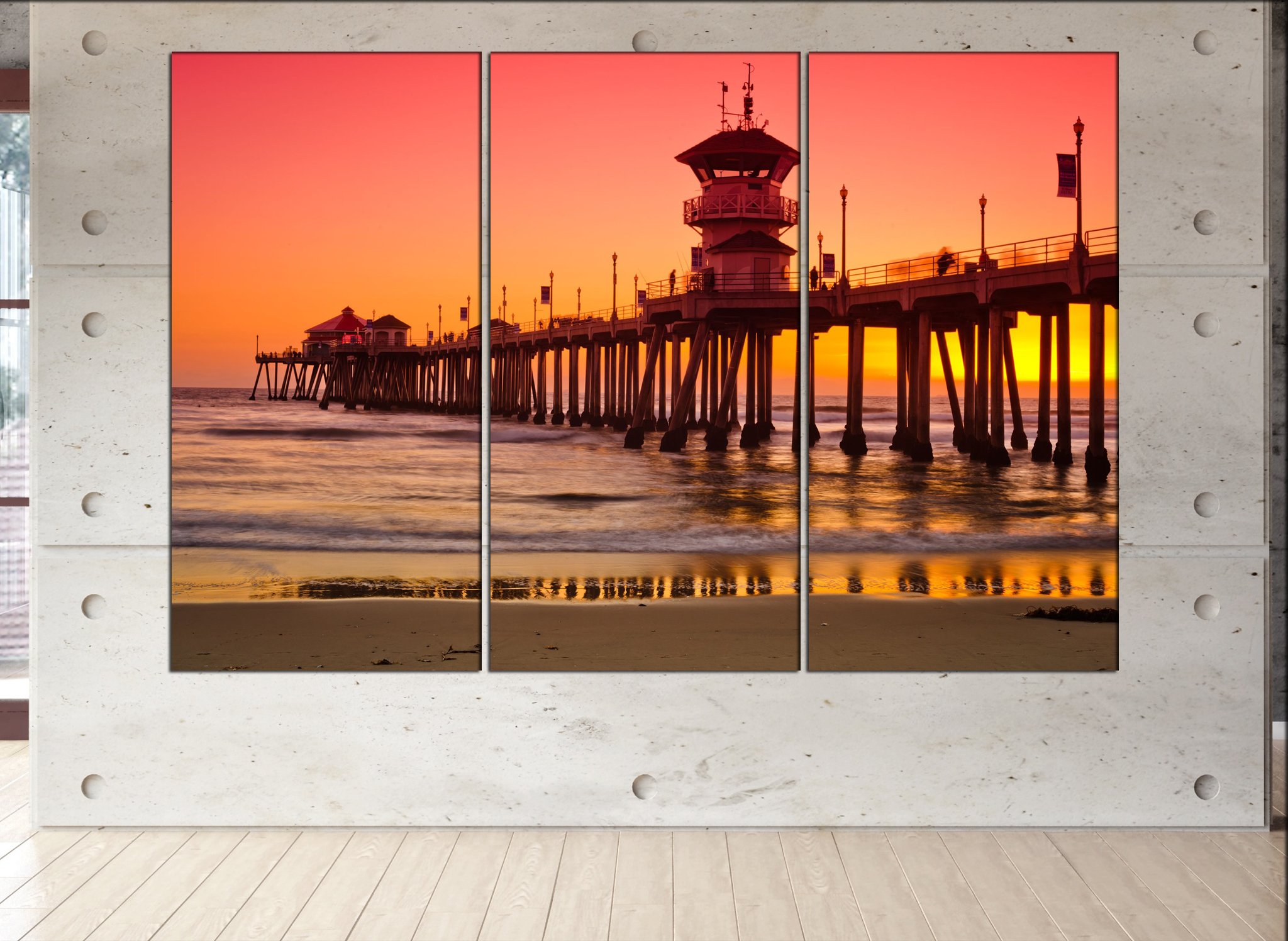Buy Huntington Beach Pier skyline canvas Huntington Beach Pier wall art