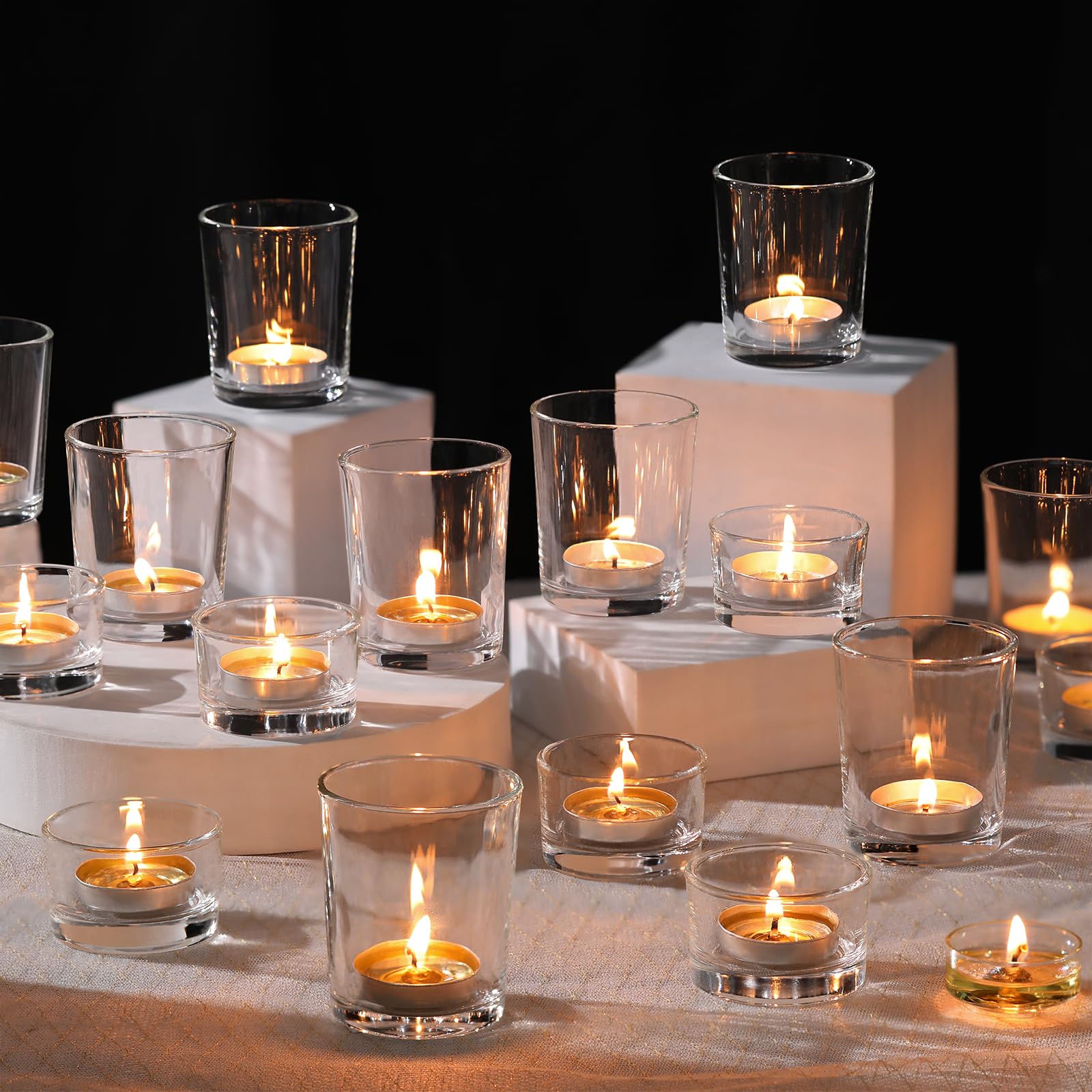 36pcs Assorted Votive Candle Holders, Glass Candle Holder for Wedding Decor, Clear Tealight Candle Holder for Table Centerpiece, and Party Decor