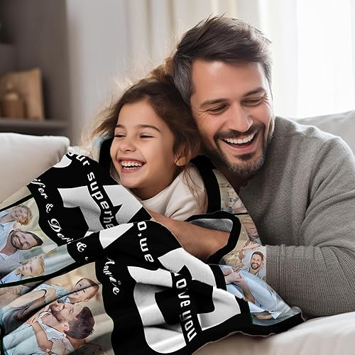 Vista 67 de Regalos personalizados para el día del padre, cumpleaños para papá de hija, esposa, hijo, regalos personalizados para el día del padre, manta con S1
