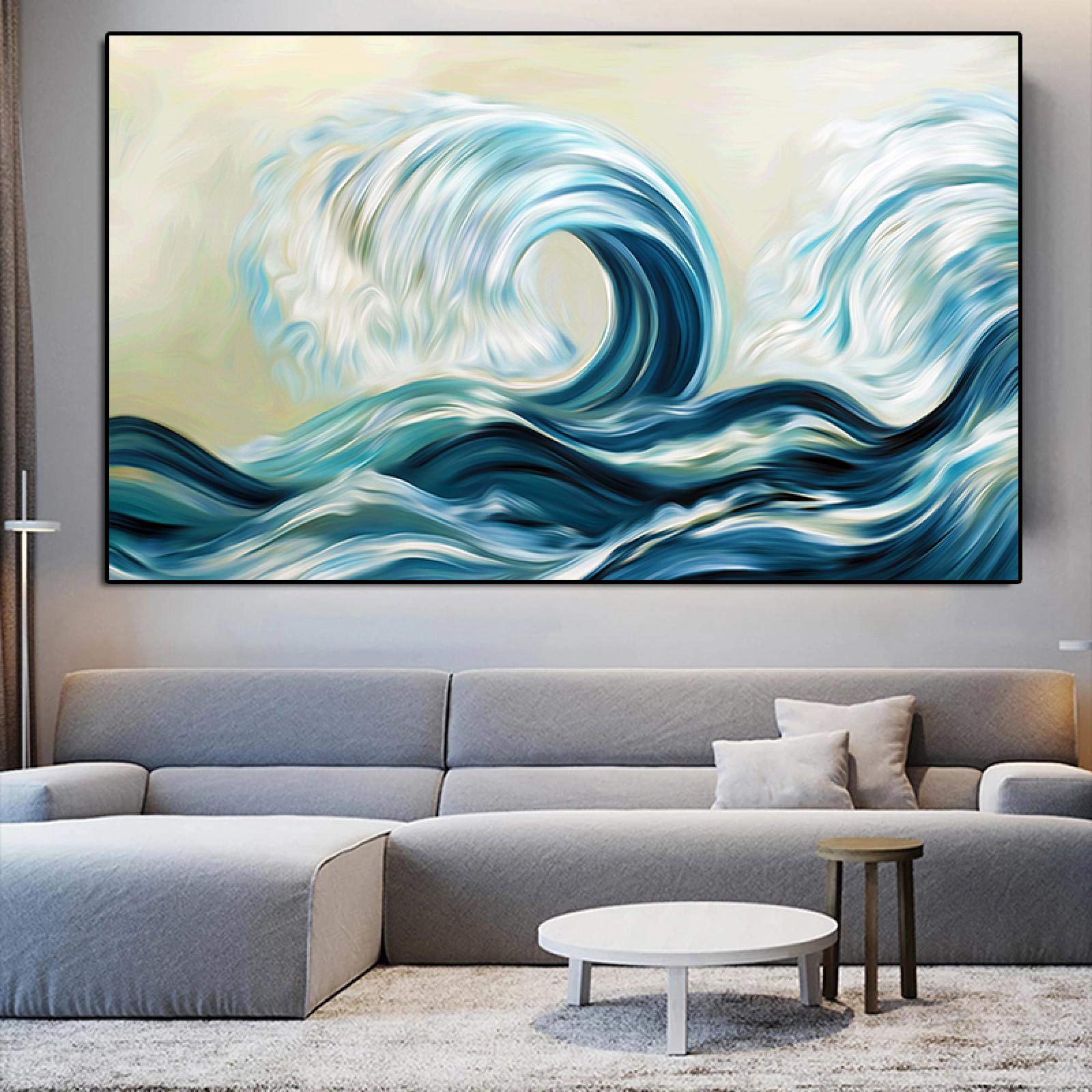 Œuvre moderne mur art affiche mer vague : décoration de la maison originale en toile
