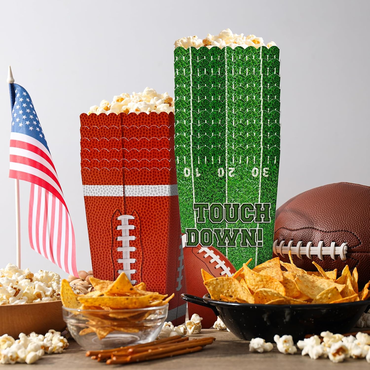 Gatherfun Football Party Supplies Kit for 24 - Popcorn Boxes,Popcorn Buckets for Birthday, Tailgate Celebrations | Football Party Favors & Decorations Set - Image 4