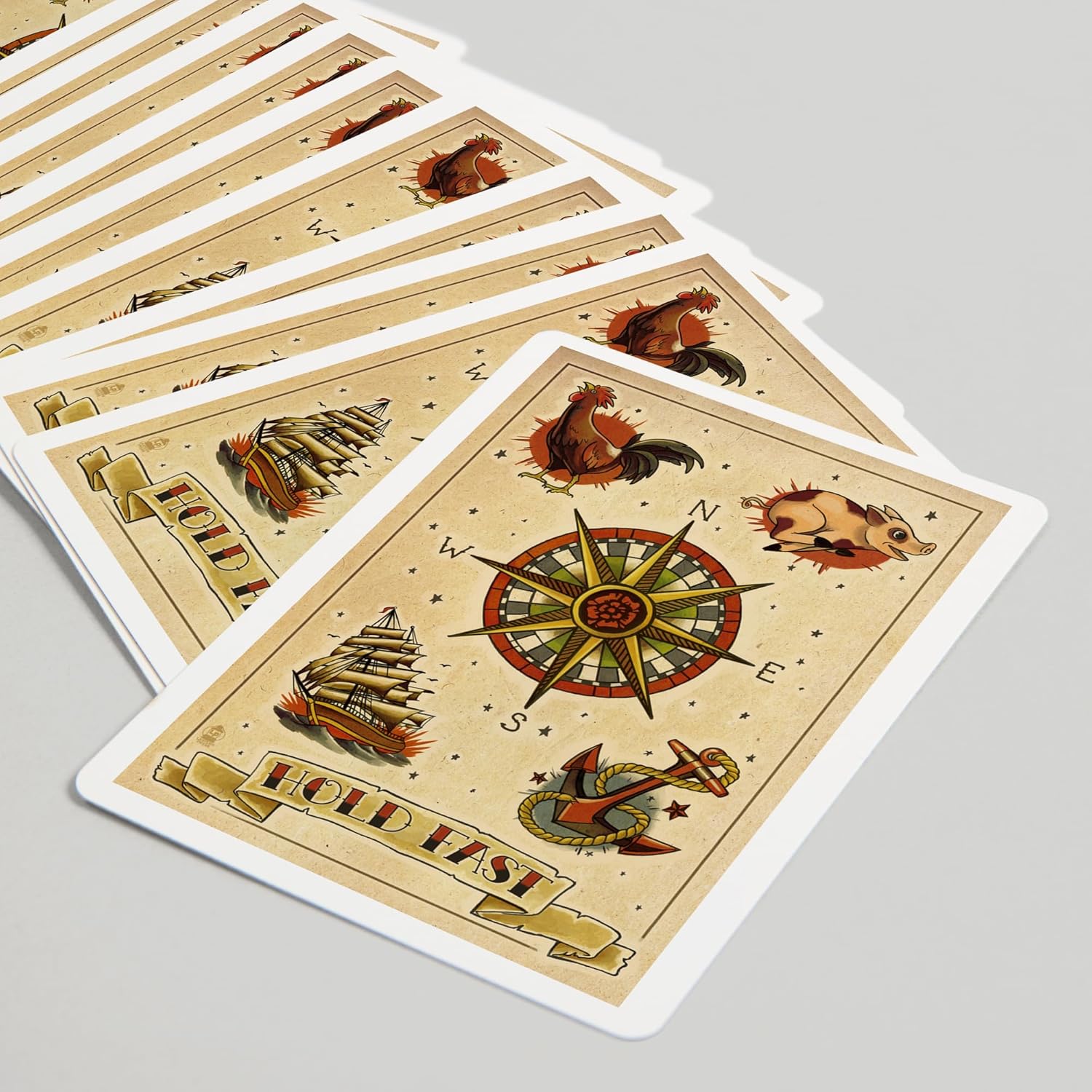 Lantern Press Tattoo Flash Sheet, Sailors, 52 Playing Cards for Adults, Poker Size Card Deck