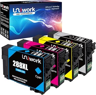 Uniwork Remanufactured Ink Cartridge Replacement for Epson 288 XL 288XL T288XL for Epson XP-440 XP-430 XP-340 XP-330 XP-446 XP-434 Printer (1 Black, 1 Cyan, 1 Magenta, 1 Yellow, 4 Pack)