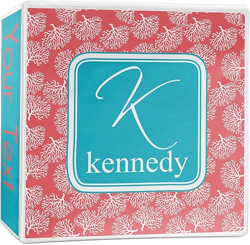 Carpeta personalizada de 3 anillas coral y verde azulado - 2 pulgadas