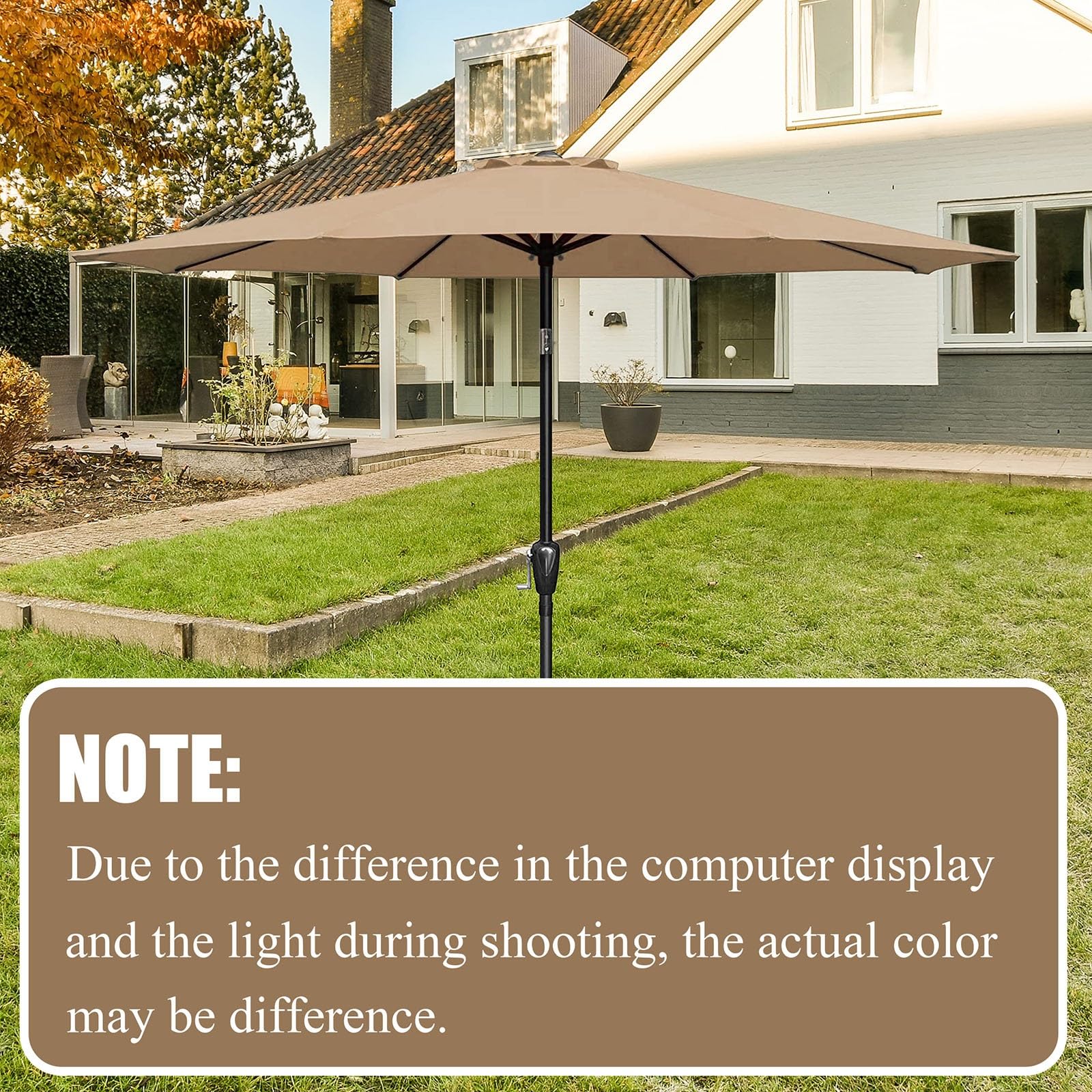 Auvent De Remplacement pour Parasol - Toile Déporté 6/8 Baleines, Housse De Rechange D'extérieur en Polyester Anti UV 50+ (Khaki, 8 RIBS/350CM/11.5FT)