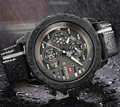 Miniatura 6 de NAVIFORCE Sport Military Watches for Men Waterproof Watch Analog Quartz Leather Band Date Calendar Clock Wristwatch