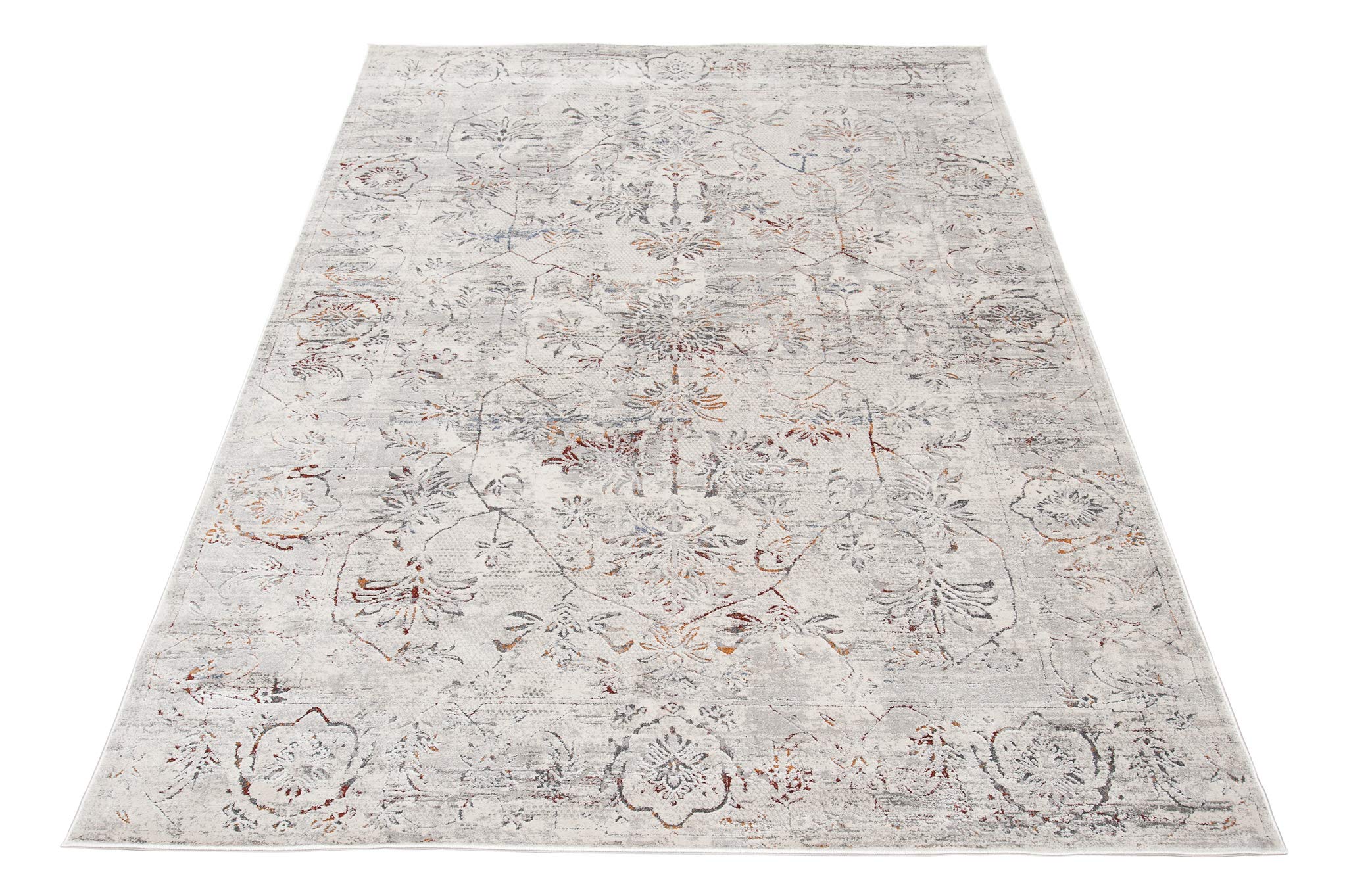 Mazovia Grande Tappeto Soggiorno 240x330cm Antracite Grigio Vintage Morbido
