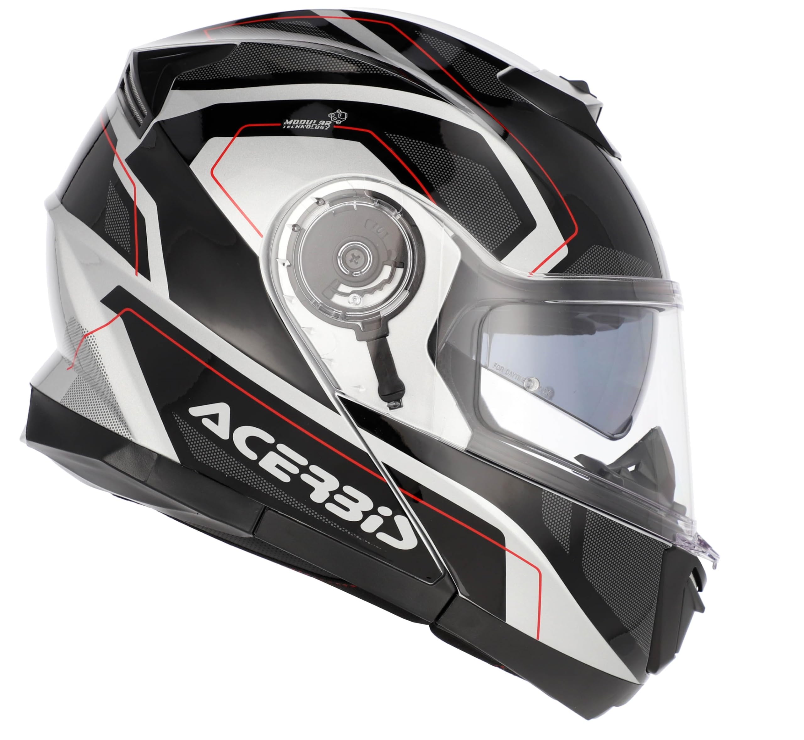 Casco Modular Acerbis Serel Negro Gris con Visor Solar Integrado, Homologación ECE 22.06, Doble Visor, Sistema de Ventilación y Cierre Seguro para Moto (XL 61/62)