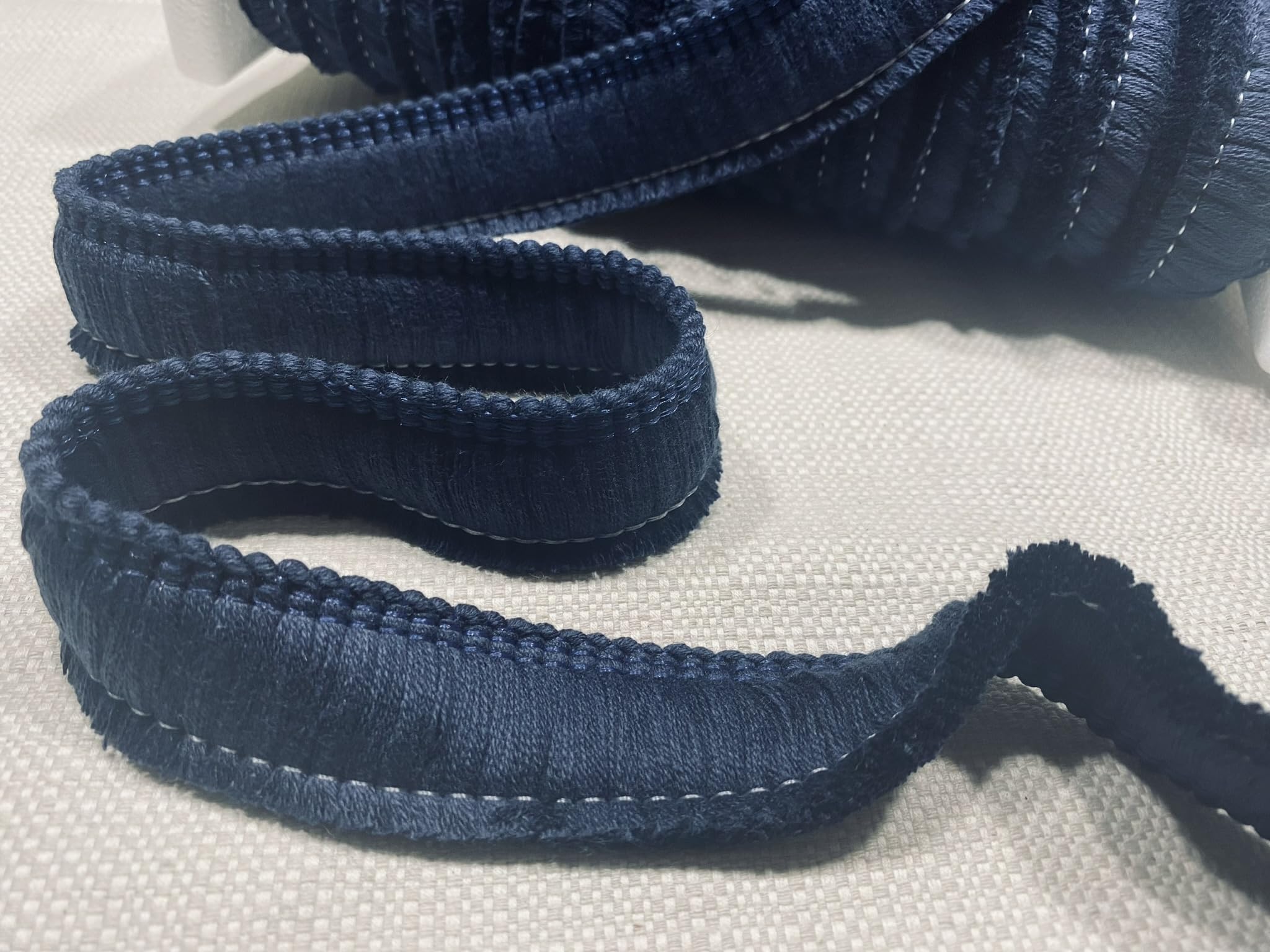 Cotton Brush Fringe - 30mm Wide Tassels Textile Cut Pillow Trimming Piping Cushion Trim Curtains Home Decor - Any Length (Navy Blue #6) โ image 1