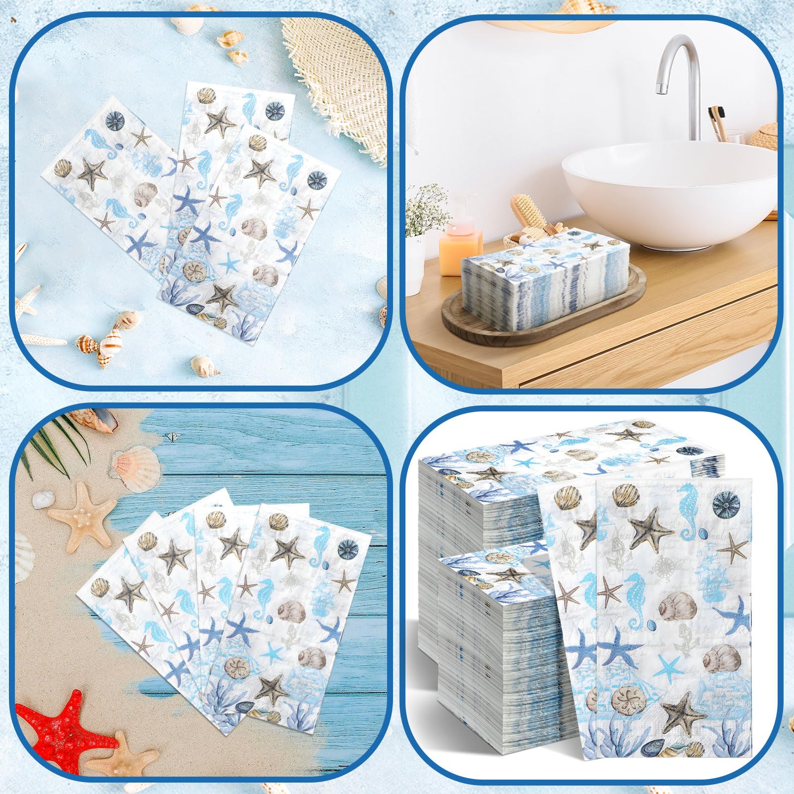 12 Anelli Per Tovaglioli A Forma Di Stella Marina Bianca - Decorazione Per Tavola Spiaggia, Feste, Matrimoni | Resina E Corda - Foto 14