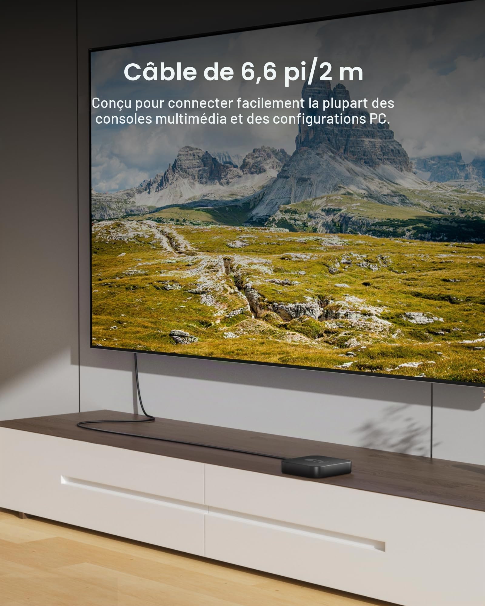 Belkin Câble HDMI 2.1 ultra haute vitesse premium, 4K / Dolby Vision HDR, idéal pour l'Apple TV, 2 m de long - Noir (Lot de 2)