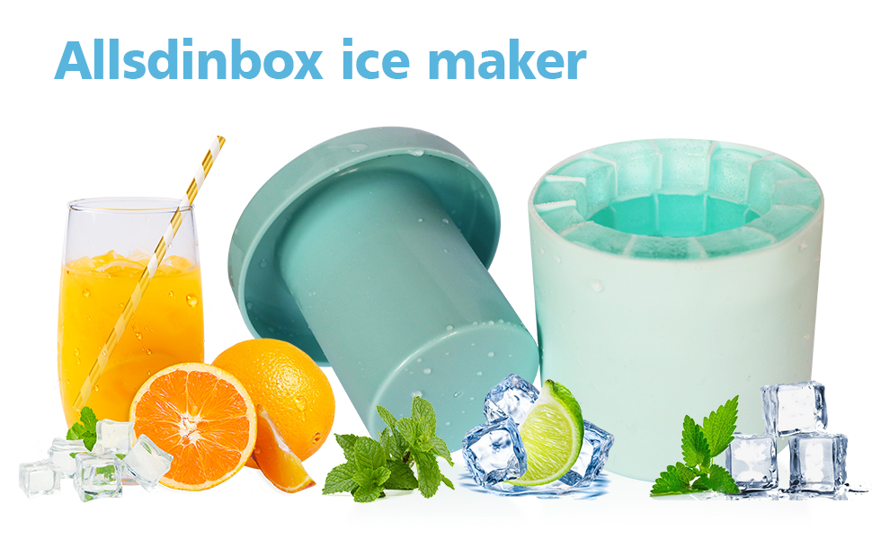 Molde para cubitos de hielo 3D cilindro pequeño azul miniatura 7