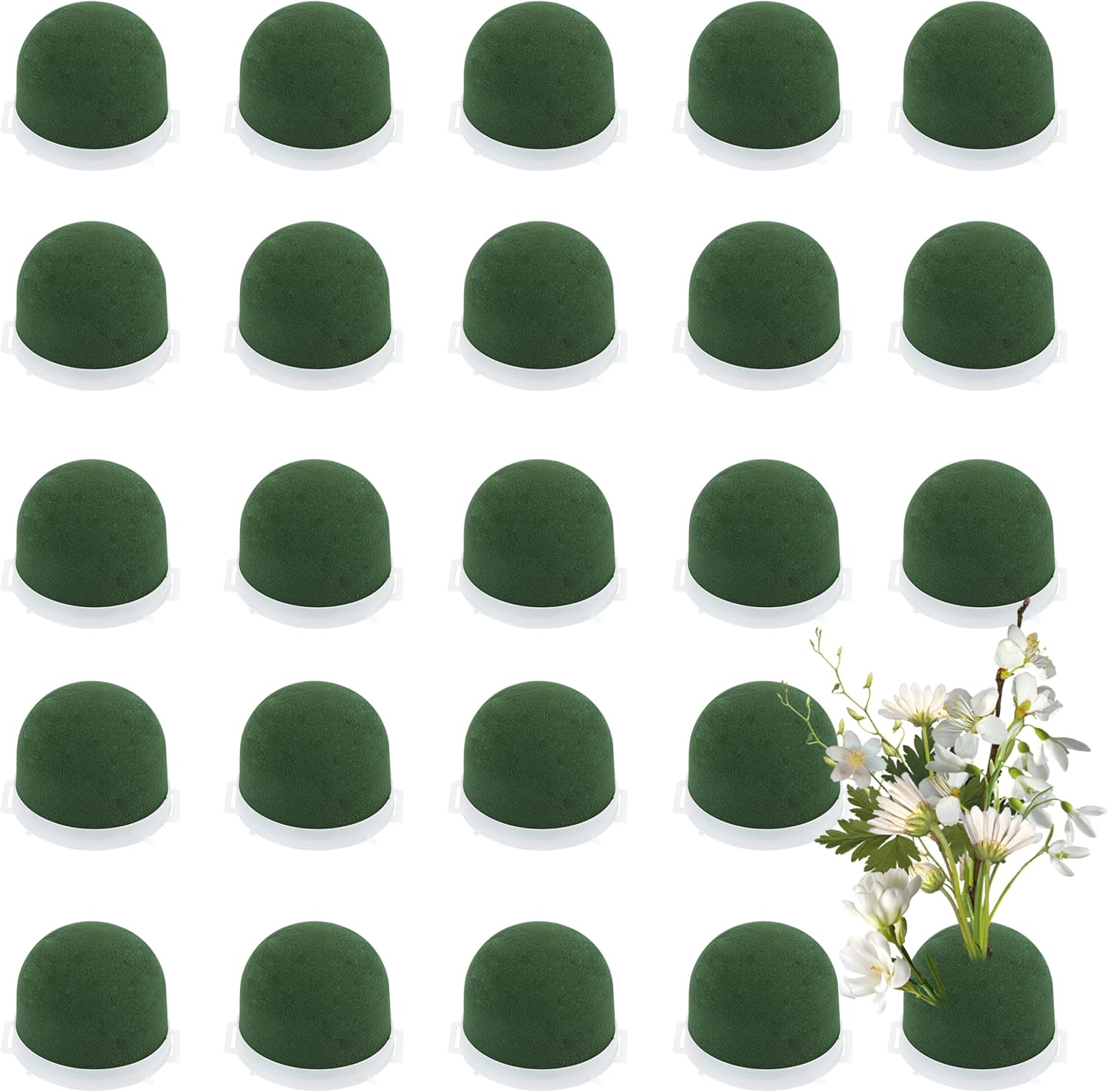 24 Pcs Mini Floral Foam Holders Set, Wet Green Foam for Fresh Flower Arrangements, Wedding, Wine Bottle Decor Supplies