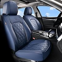 Vista 30 de Coverado Fundas de Asientos Delanteros, Funda de Asiento de Cuero Sintético de Lujo Impermeable, Protector de Asiento de Coche Beige, Funda