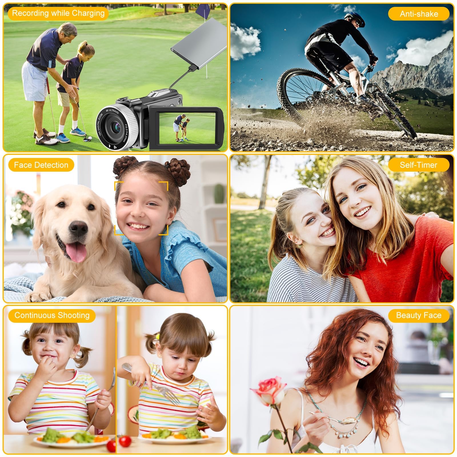 4K Video Camera, 48MP 30FPS Camcorder for Youtube, FHD1080P Video Vlogging Recorder /18X Digital Zoom /3.0'' 270°Rotation IPS Screen Camera Camcorder,with Remote / 2 Batteries