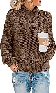 Women's Loose Batwing Sleeve Turtleneck Sweater Oversized Chunky Knit Pullover Jumper Tops