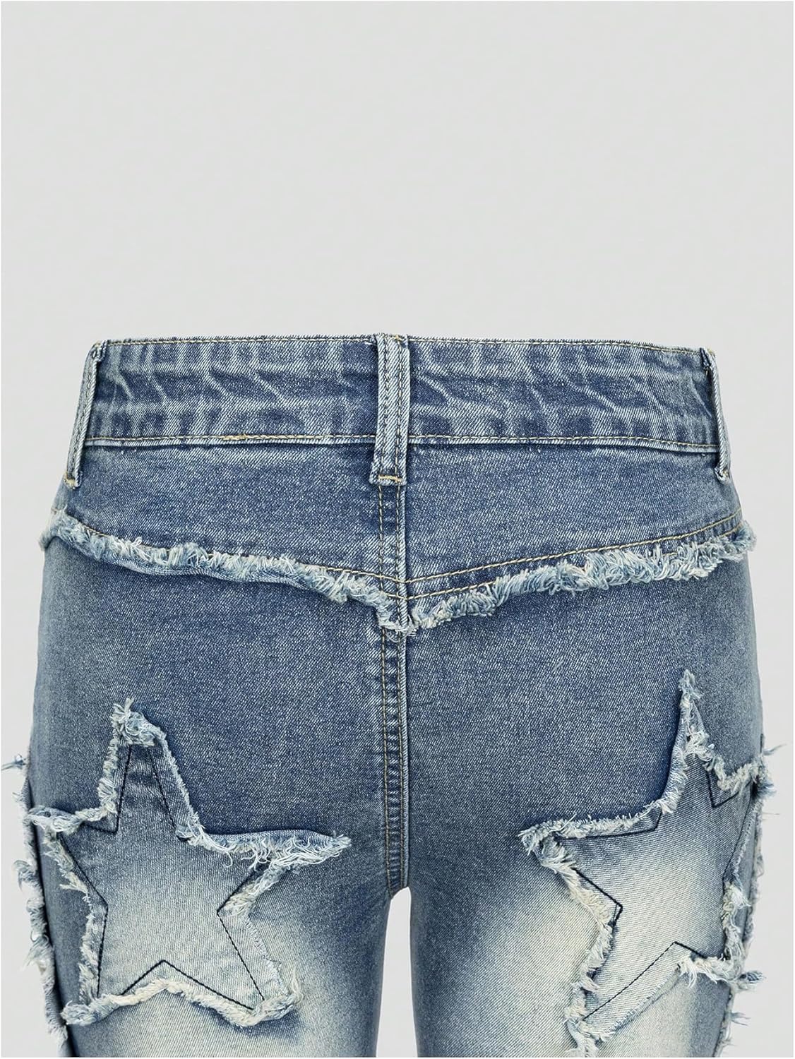 SHENHE Girl's Y2k Flare Jeans Frayed Hem Star Print Bell Bottom Vintage Jeans Denim Pants - Image 4