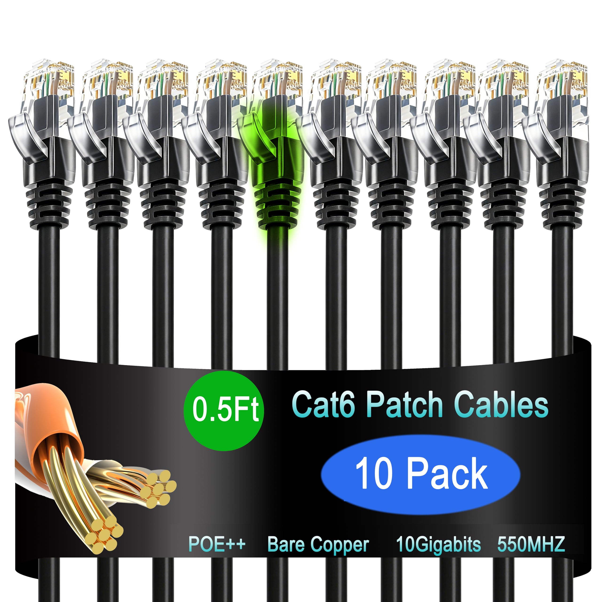 Amazon.com: Lysymixs Cat6 Ethernet Patch Cable 0.5 ft (10 Pack