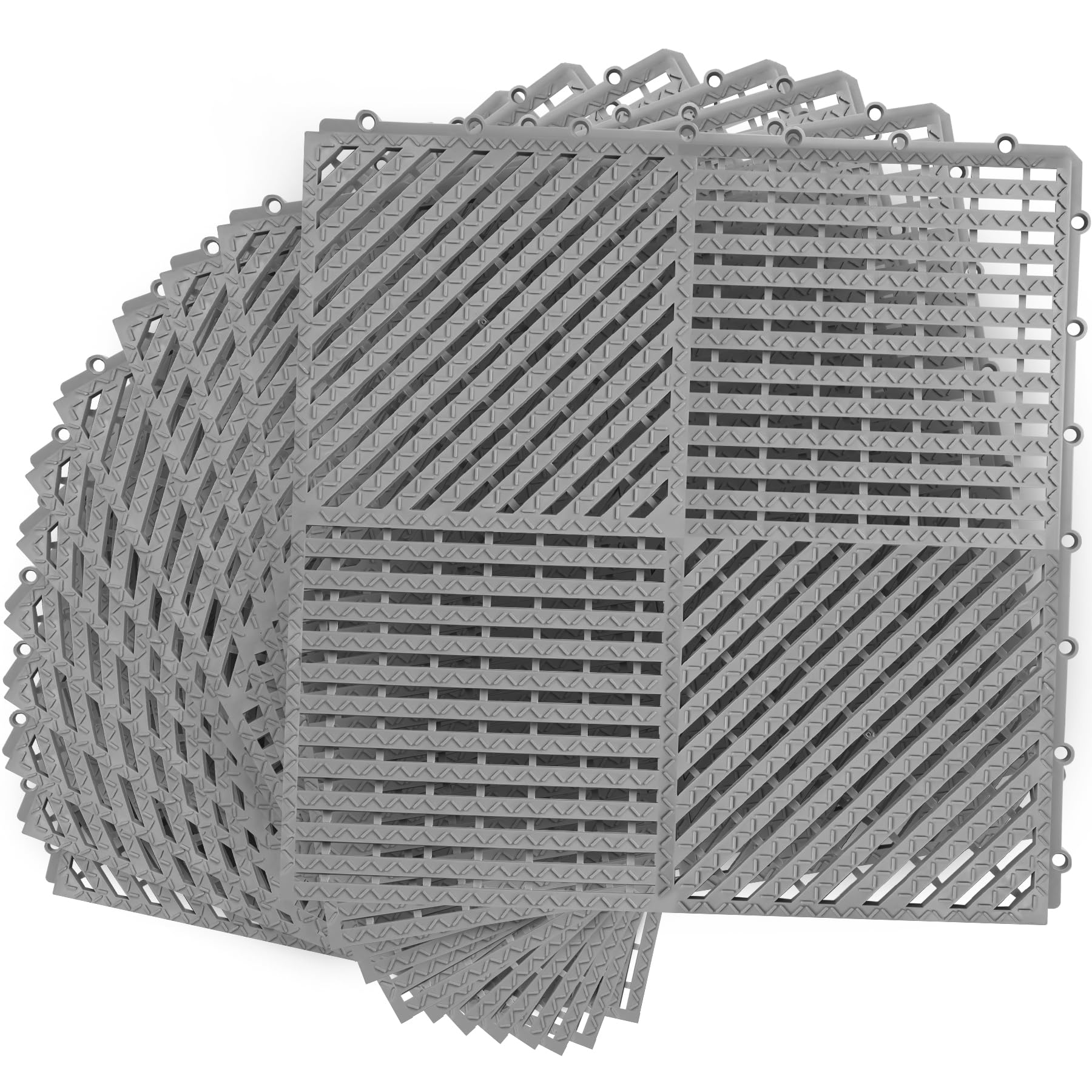 MYFAMIREA Modular Interlocking Cushion 12 Pack 11.8" x 11.8" Rubber Floor Tiles Non-Slip Splicing Drainage Mats for Deck, Pool, Shower, Patio, Balcony, Bathroom, Kitchen, Yard (1 Rows Dots, Black) — Amazon image 21