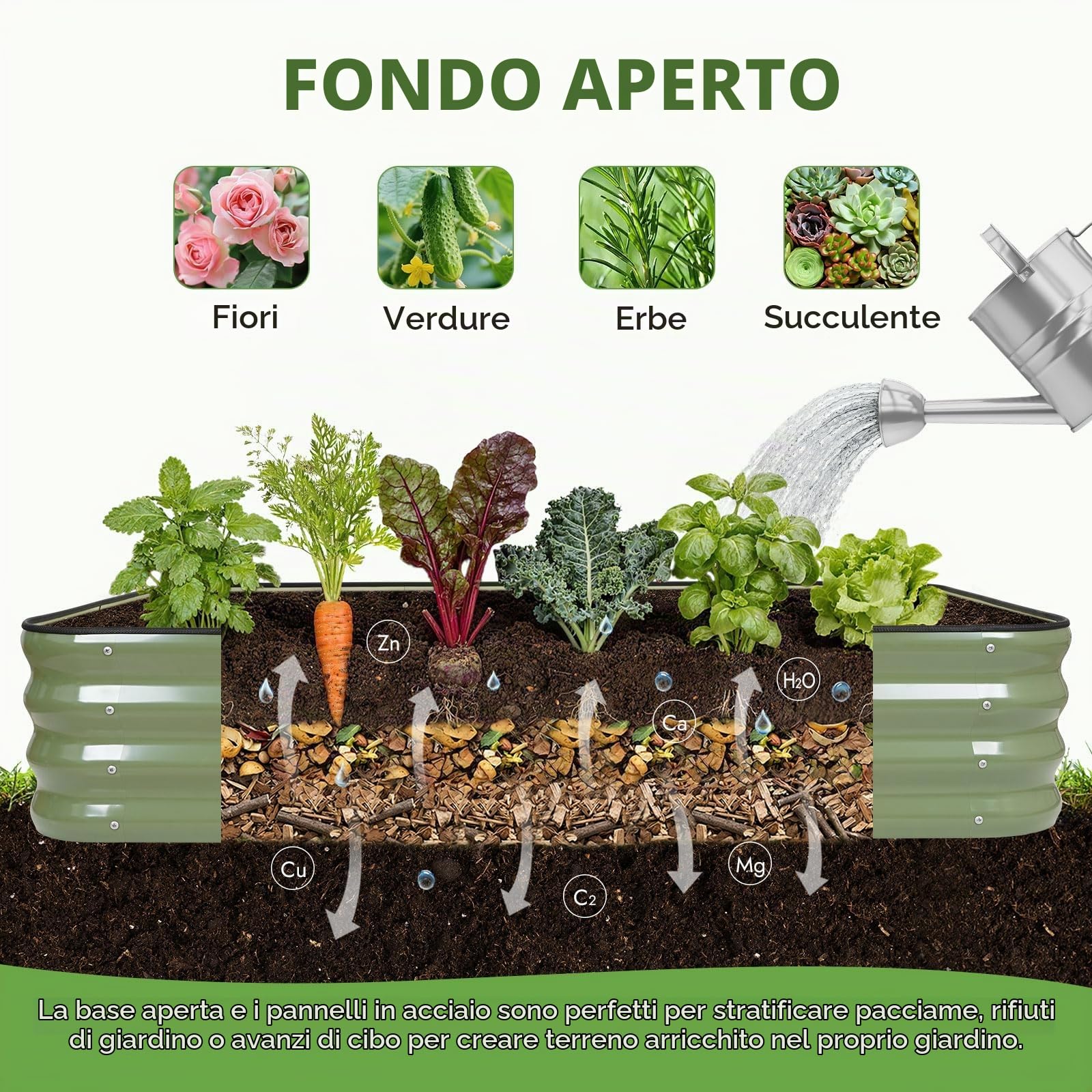 INNO STAGE Fioriera rialzata regolabile da 1,5 m, in metallo, per coltivare verdure, erbe aromatiche, fiori in acciaio, kit per aiuole da giardino rialzate, verde oliva, confezione da 2