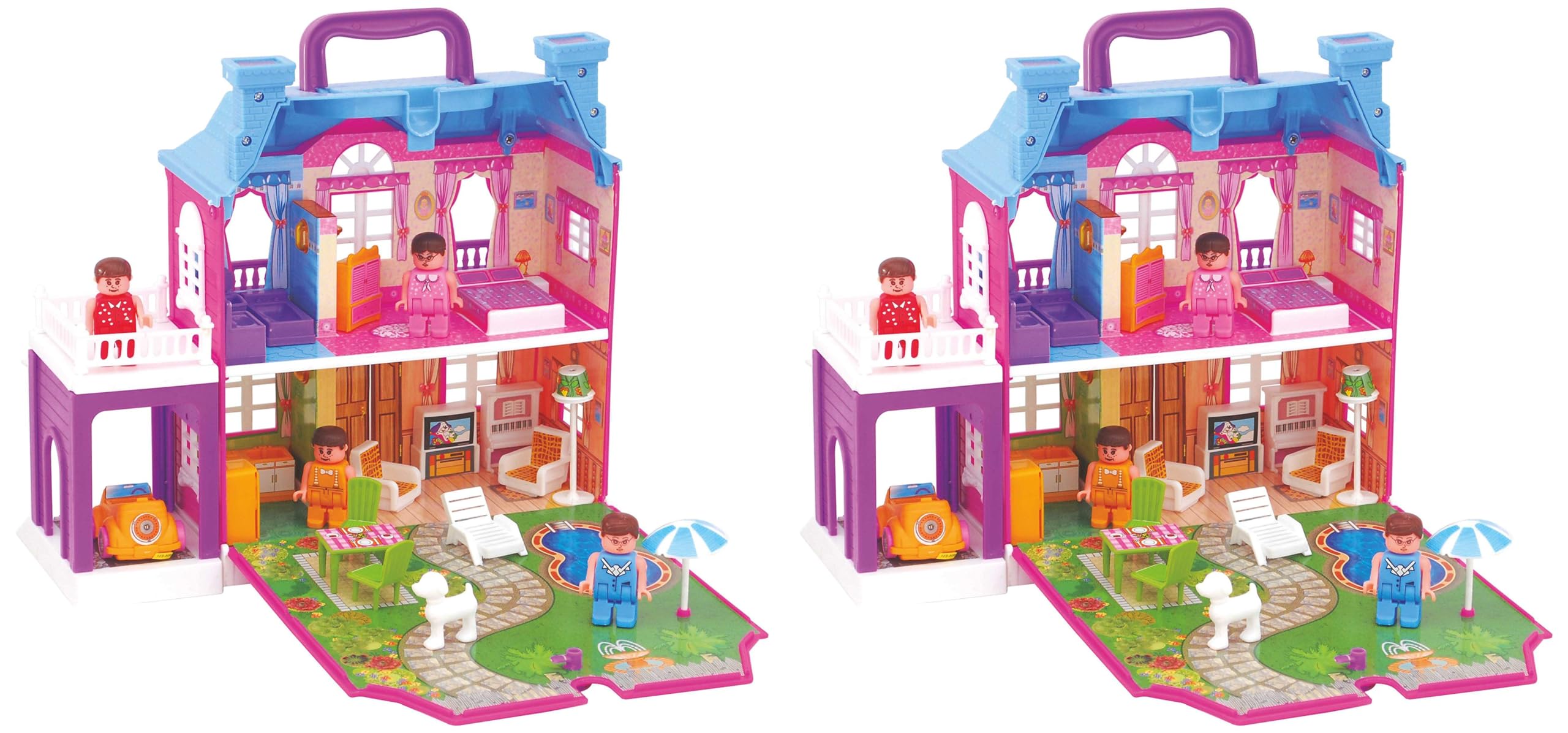 TOY ZONE Dream Palace Dollhouse Set(40 Pcs)-44161 | Play Set | Girls Doll House|Play Set with Accessories|4 Dolls with Furniture and Garden|Role Play Set|Age for 3-8 Years (Pack of 2)