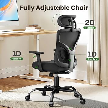 Marsail Ergonomic Office & Gaming Chair with Lumbar Support & 2D Headrest