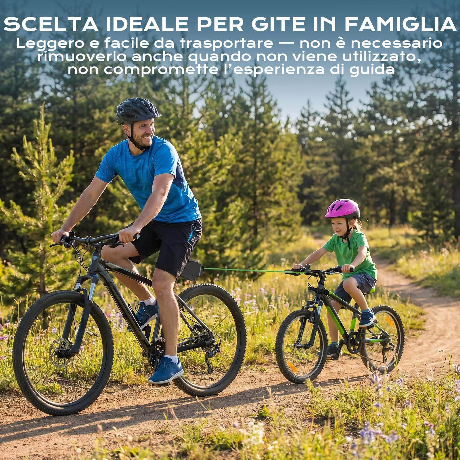 Corda di Traino per Bicicletta Bambino 2,5m Vankarr Compatibile Universale Avvolgimento Automatico
